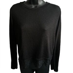 H&M Elegant Black Lace Hem Women's Top